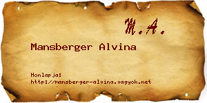 Mansberger Alvina névjegykártya